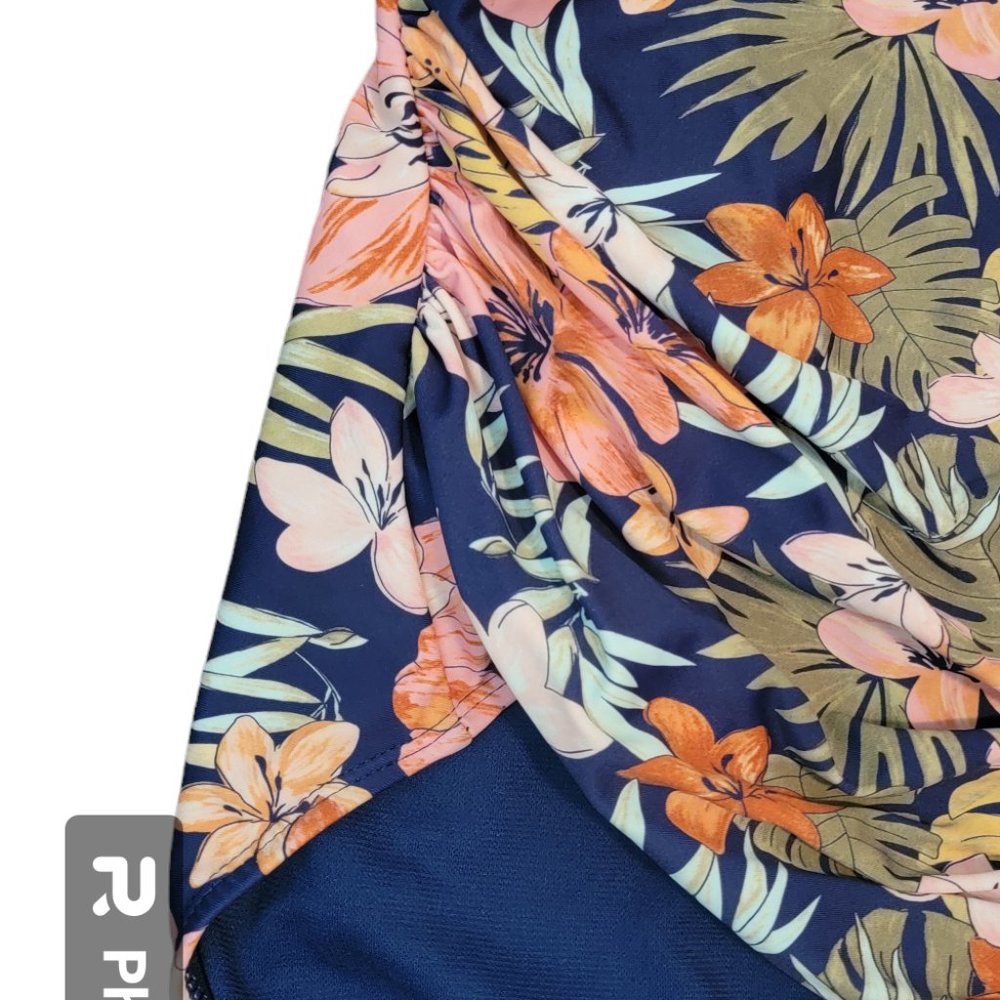 Heat Tiki Beach Tropical Floral One Piece Retro Style Swim Suit - Picture 5 of 11
